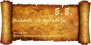 Budaházi Belián névjegykártya